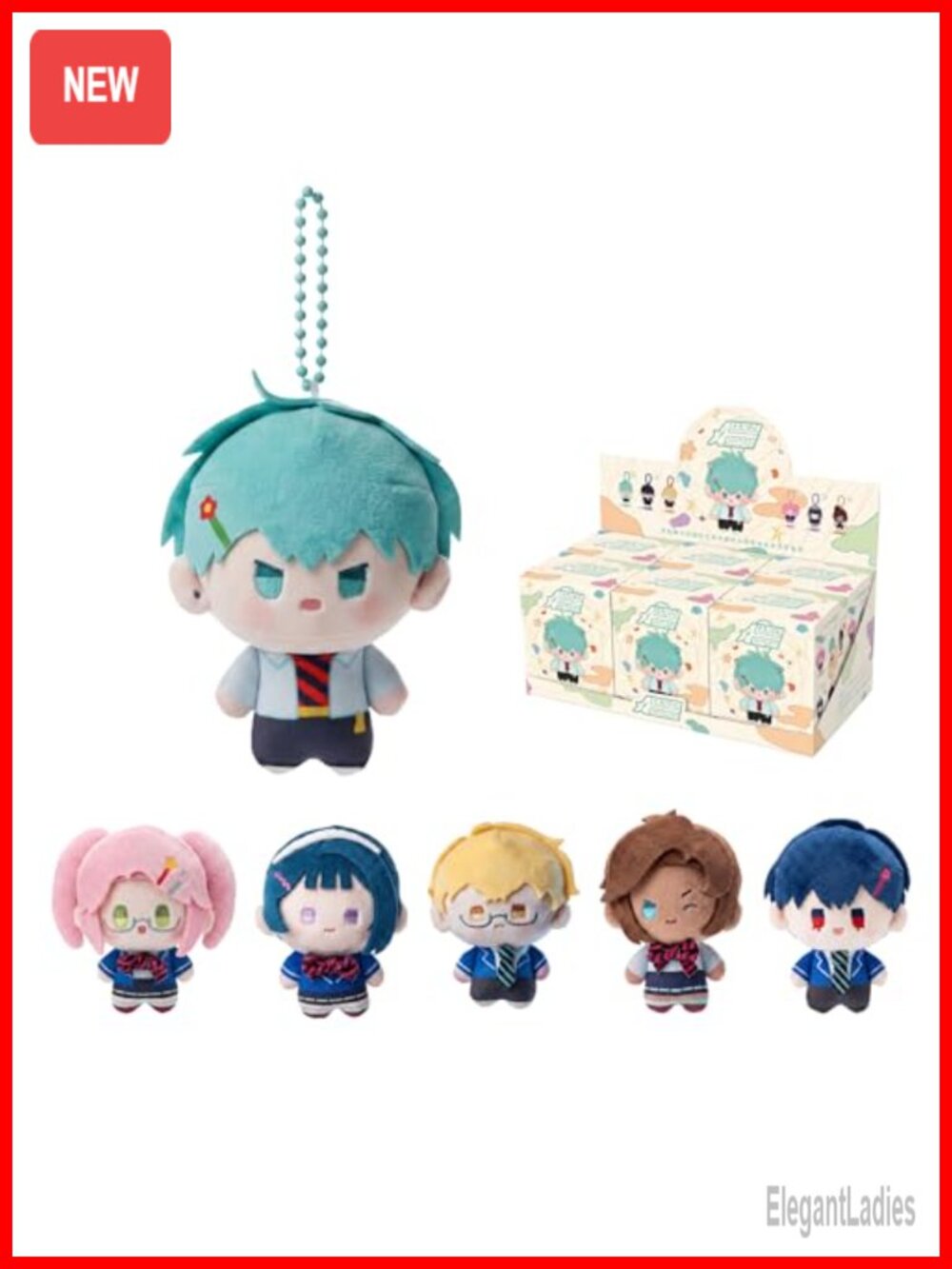 6 Pack Alien Stage Plush Keychain Charm Set Polyester Anime Bag Accessory